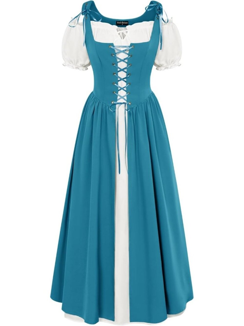 Women's Ocean Blue Renaissance Pirate Medieval Dress Witch Halloween Costume Set